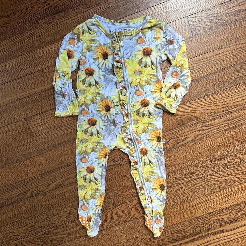 Little Bum Bums sunflower long sleeve footie sleeper 2T